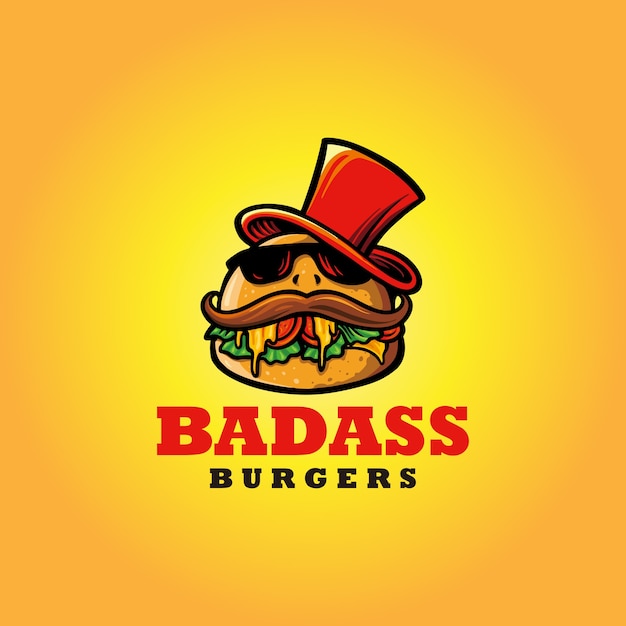 Logo badass burger fast food mascot