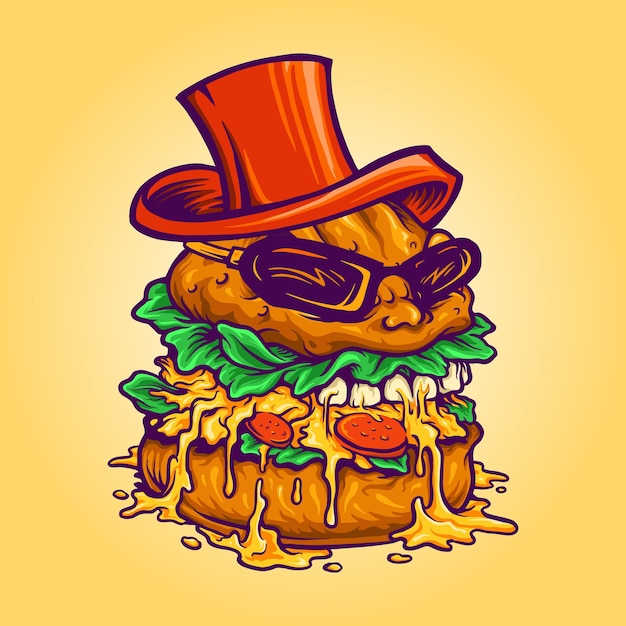 Logo badass burger fast food mascot