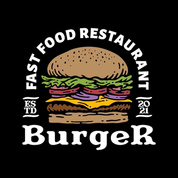 logo badge of burger in vintage