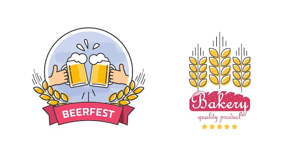 Logo bakery bread shop icon and beer fest premium quality brewery logotype label graphic