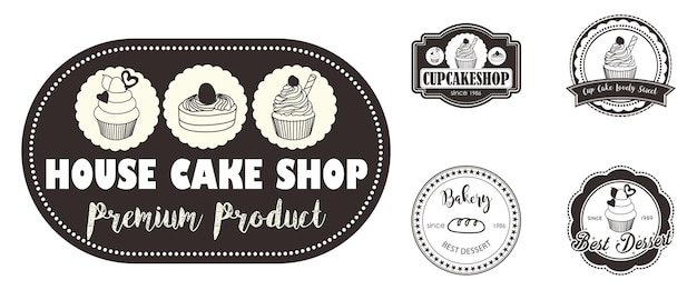 Vettore un logo per un panificio chiamato cupcake shop.