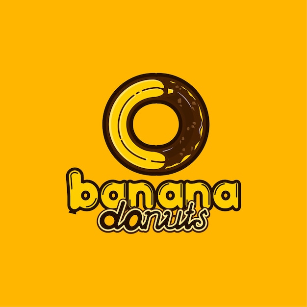 ロゴ、バナナ、ドーナツ、新鮮なイラスト