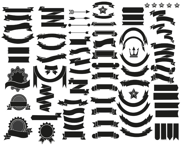 элементы дизайна логотипа и баннера лента баннер вектор искусство черный реалистичный дизайн этикетки набор