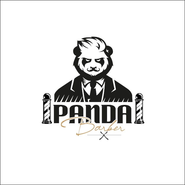 Vettore logo barbiere panda