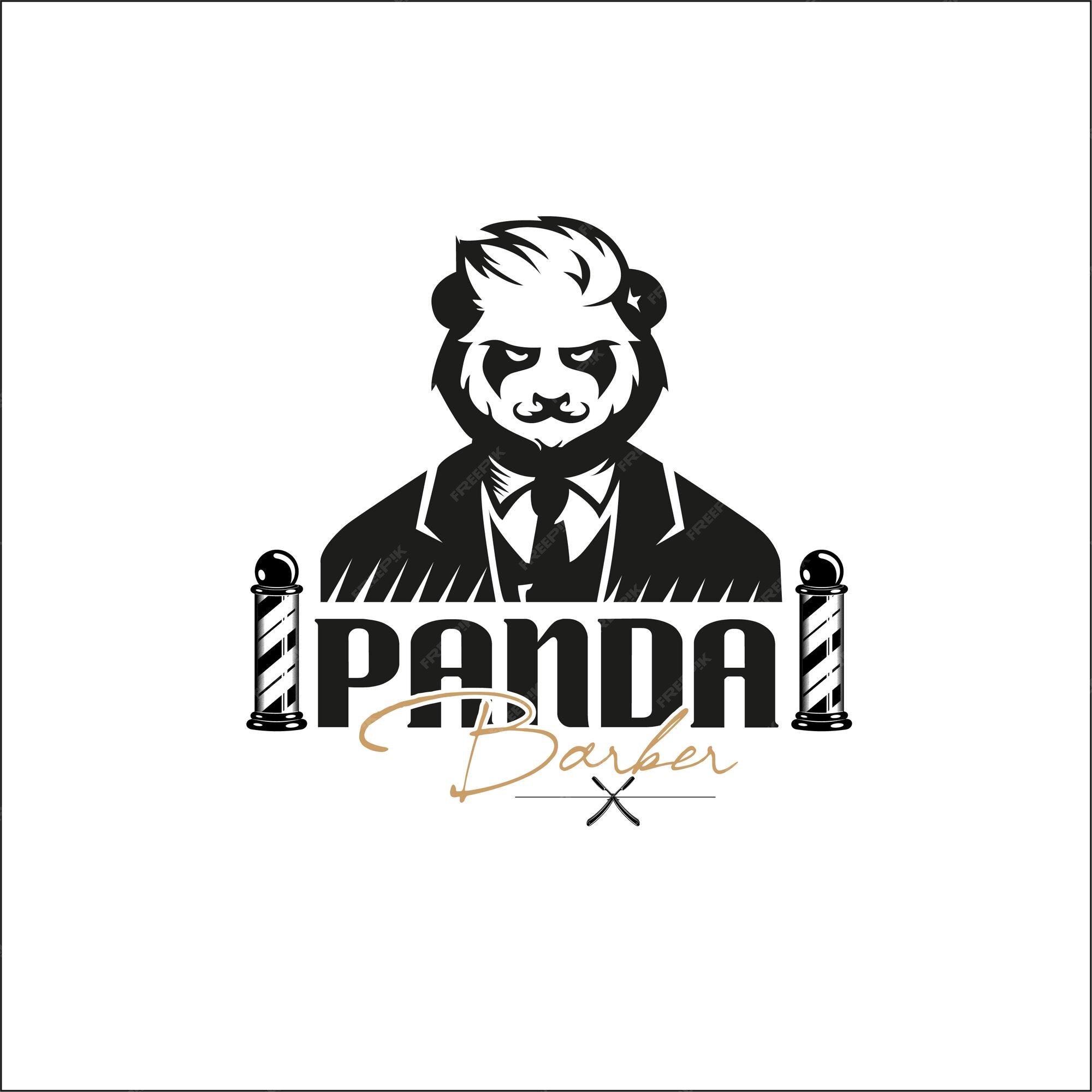 Premium Vector | Logo barber panda