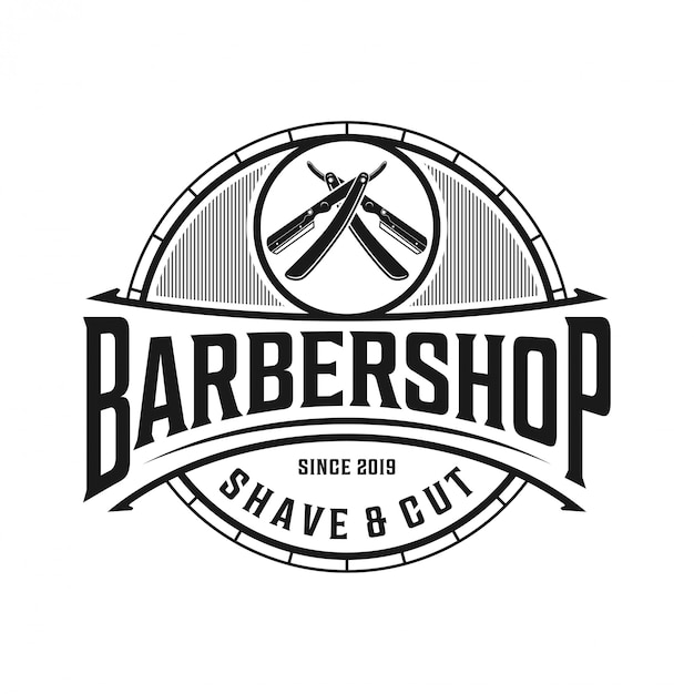 The logo for barbershop with vintage style