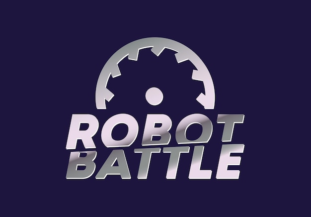 Logo per la battaglia dei robot con effetto metallico clipart vettoriale