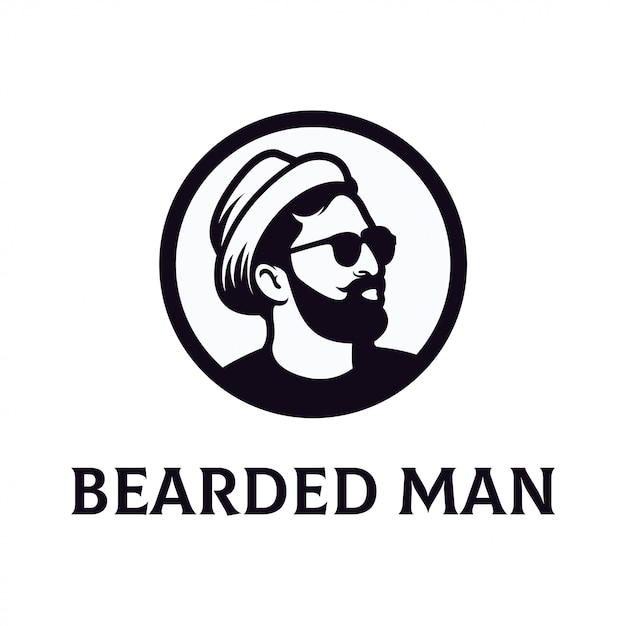 Logo bearded man template vector