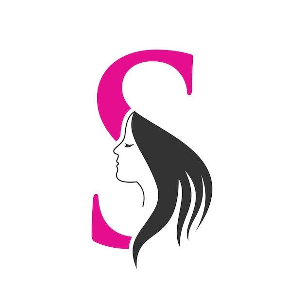 Logo Beauty On Letter S Concept met vrouwelijk gezichtssymbool Mode Logo Spa Logo Design