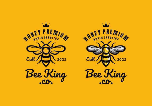 Logo Bee King Vector Illustration Template with Yellow Color Elegant Design Good for Any Industry