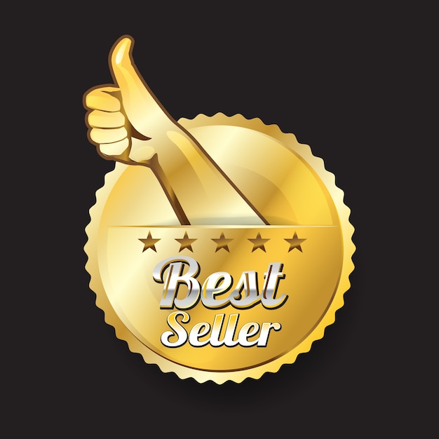 Logo del best seller con mano e dito