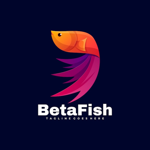 Logo Beta Fish Gradient Kleurrijke stijl.