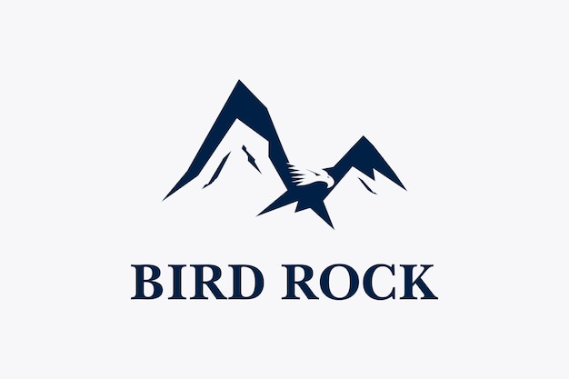 Vector logo bird rock flying