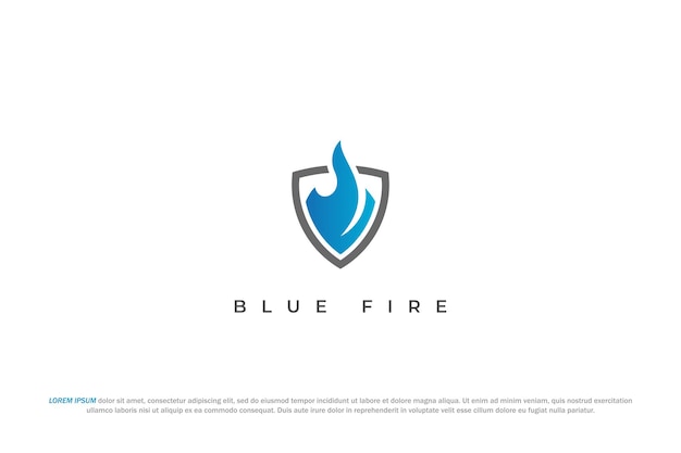 logo blue fire shield emblem illustration