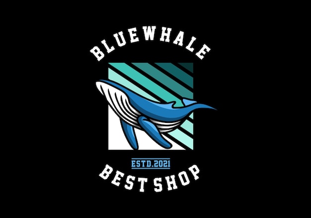 スポーツ産業のための青い色のロゴシロナガスクジラ