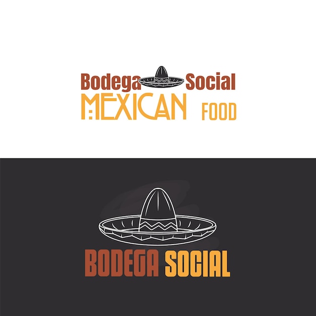 Vector a logo for bodega social food and a sombrero