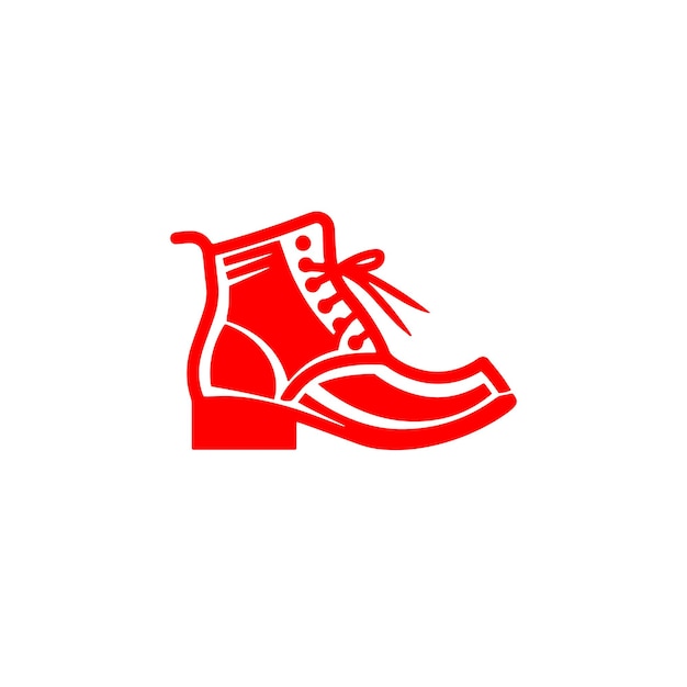 ブーツアイコンのロゴ ベクトル 赤いシューズのシルエット スポーツシューズのデザインテンプレート 白い背景