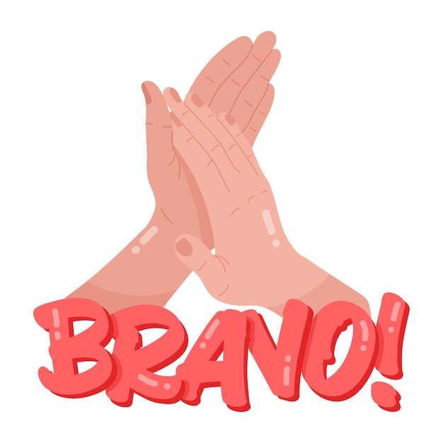 A logo for brando with two hands giving a high five.