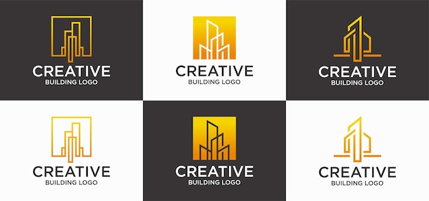 Vector logo for building construction company skyscraper real estate architectural design technology logo