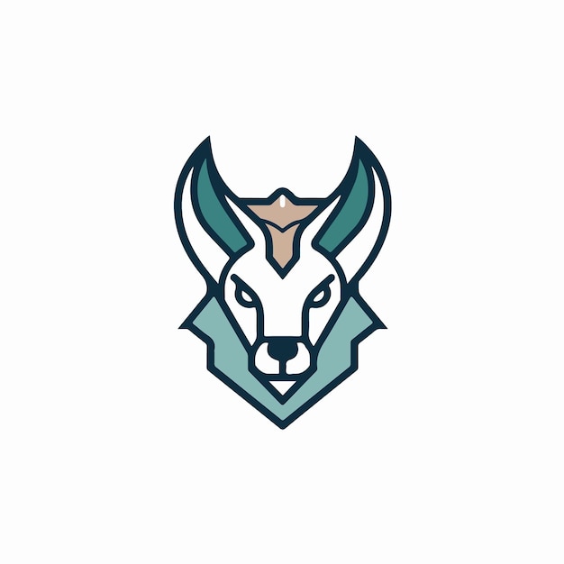 Logo for a bull company with a blue and white face