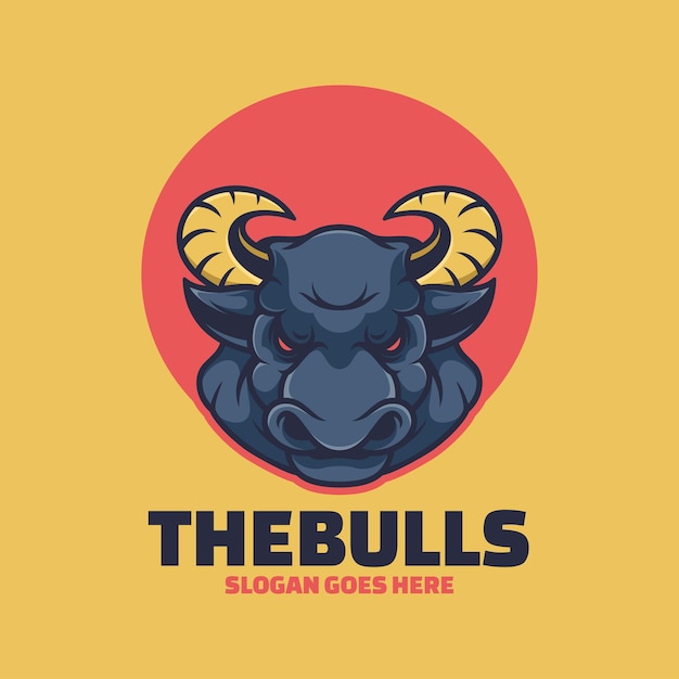 Logo bulls head angry animal mascot design