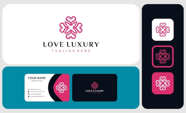 logo and business card package Heart logo design template