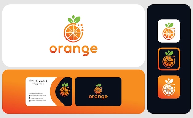 Logo and business card package Orange design Vector icon illustration design