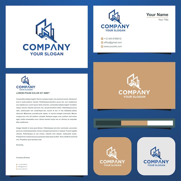 Logo  in business card premium logo premium vector