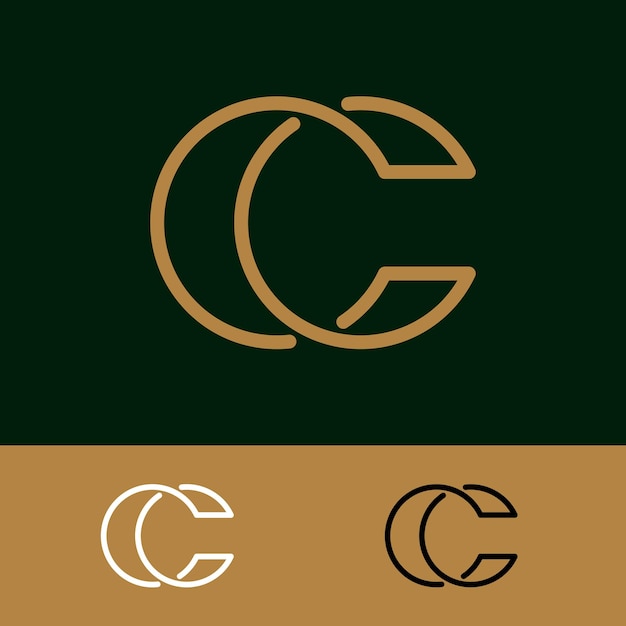 Logo C monogram moderne brief Cc elegant visitekaartje embleem overlappende lijnen symbool