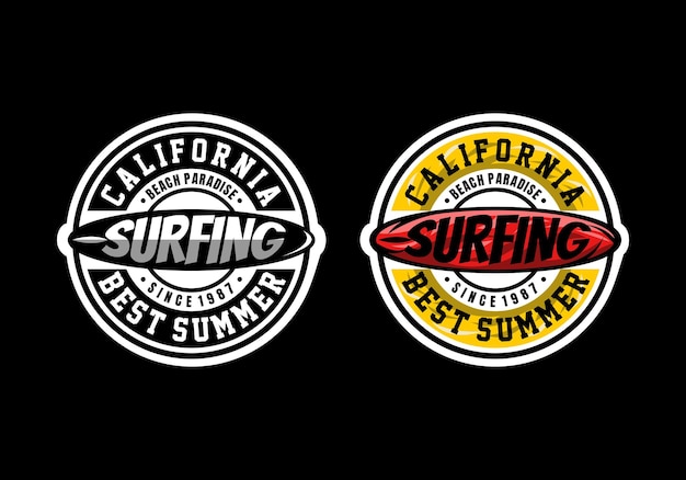 Logo California Surfing Beach Vector Illustratie Sjabloon Met Eenvoudig Elegant Design Goed Voor Elke Industrie