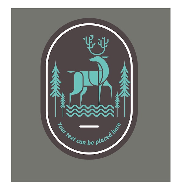 Vector a logo for a camping company with a deer head and ribbon that says wild life.