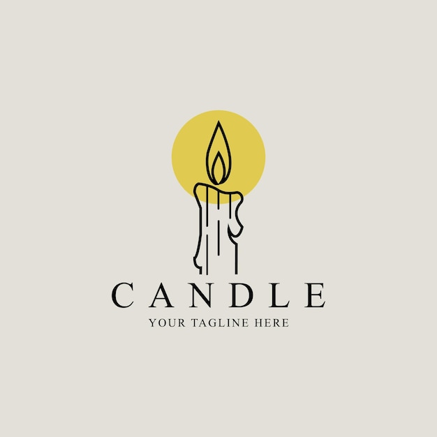 logo candle line art logo vector concept with emblem illustration template design icon candle design