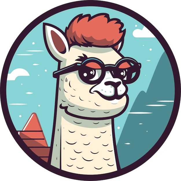 Vector logo a cartoon vector of alpaca