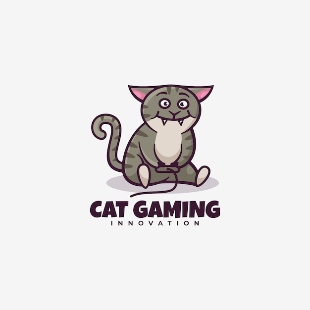 Logo  cat gaming simple mascot style.