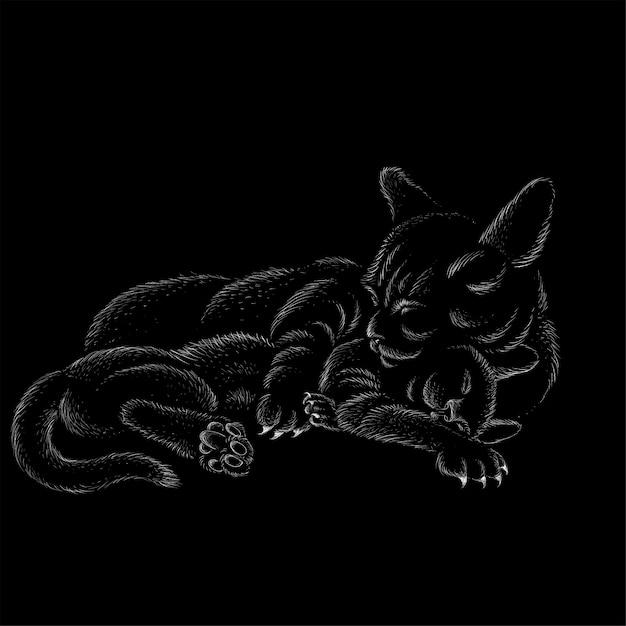 Вектор Логотип кошка обнимает котенка, а мама обнимает ее ребенка для татуировки или дизайна футболки или верхней одежды. симпатичный стиль печати кошка фон.