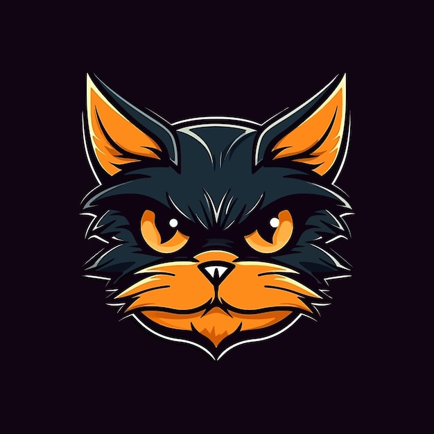 A logo of a cat's head designed in esports illustration style