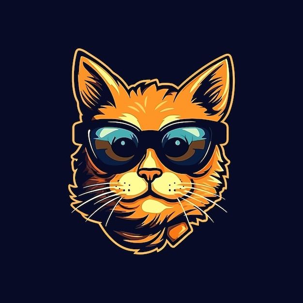 A logo of a cat with glasses designed in esports illustration style