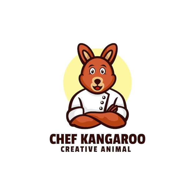 Логотип шеф-повар кенгуру талисман мультяшном стиле