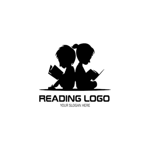本を読んでいる子供たちのロゴ