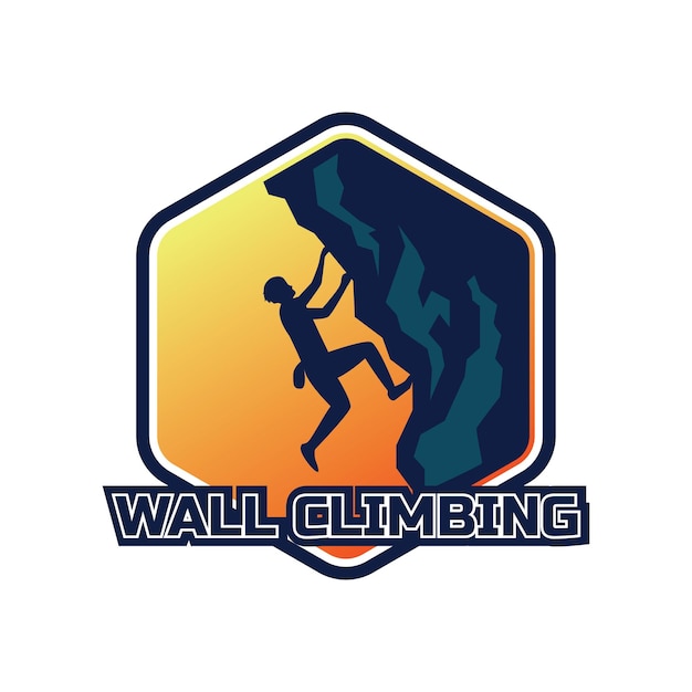 Vettore logo per una società di arrampicata chiamata wall climbing