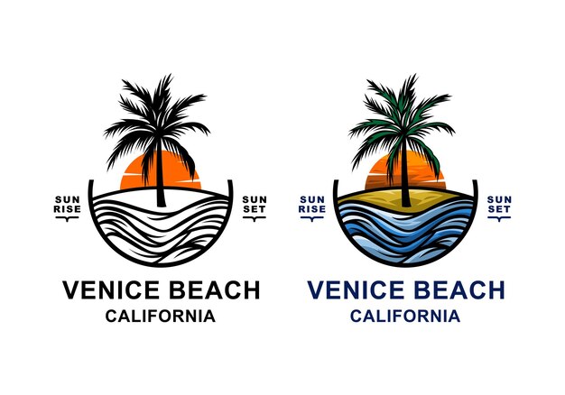 Логотип Coconut Tree Beach California Vector Illustration Template с простым элегантным дизайном, подходящим для любой отрасли