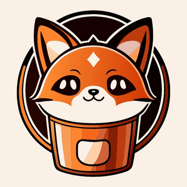 logo coffee cup cat vector illustration