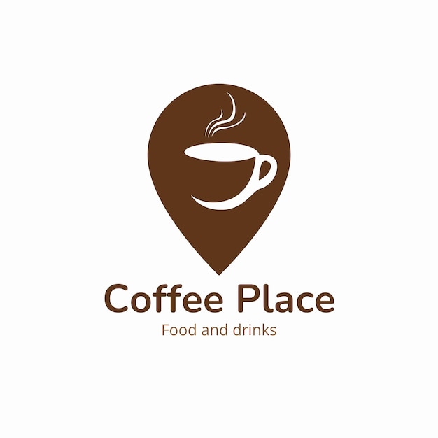 Logo Coffee Place 커피잔과 핀을 결합한 멋진 로고 디자인