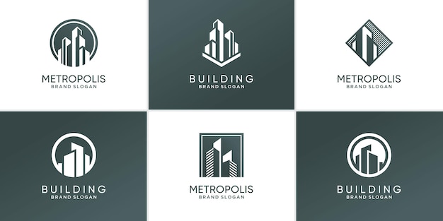 Logo-collectie bouwen met modern uniek concept premium vector
