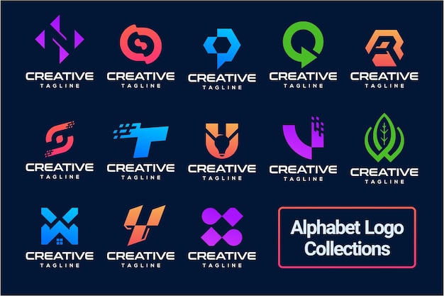 Vettore collezione di logo di concetto di design abstract dell'alfabeto per le ispirazioni di design del logo di branding