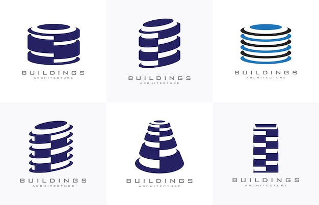 logo collection of buildings architecture real estate industry