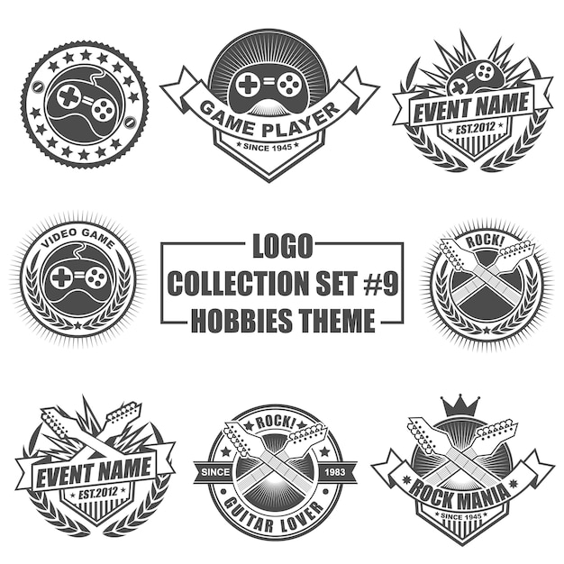 Vector logo collection set with hobbies theme