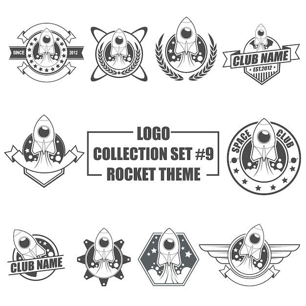 Logo collection set with rocket theme