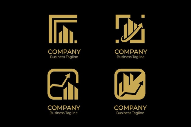 Logo company black gold set collection