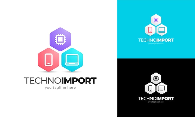 Logo-concept voor technologie-importerend bedrijf